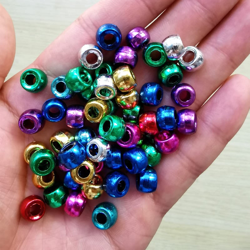 Looconi Amaney 500Pcs 6x9mm Mixed Colors Plastic Pony Beads (Electroplated) - Image 3